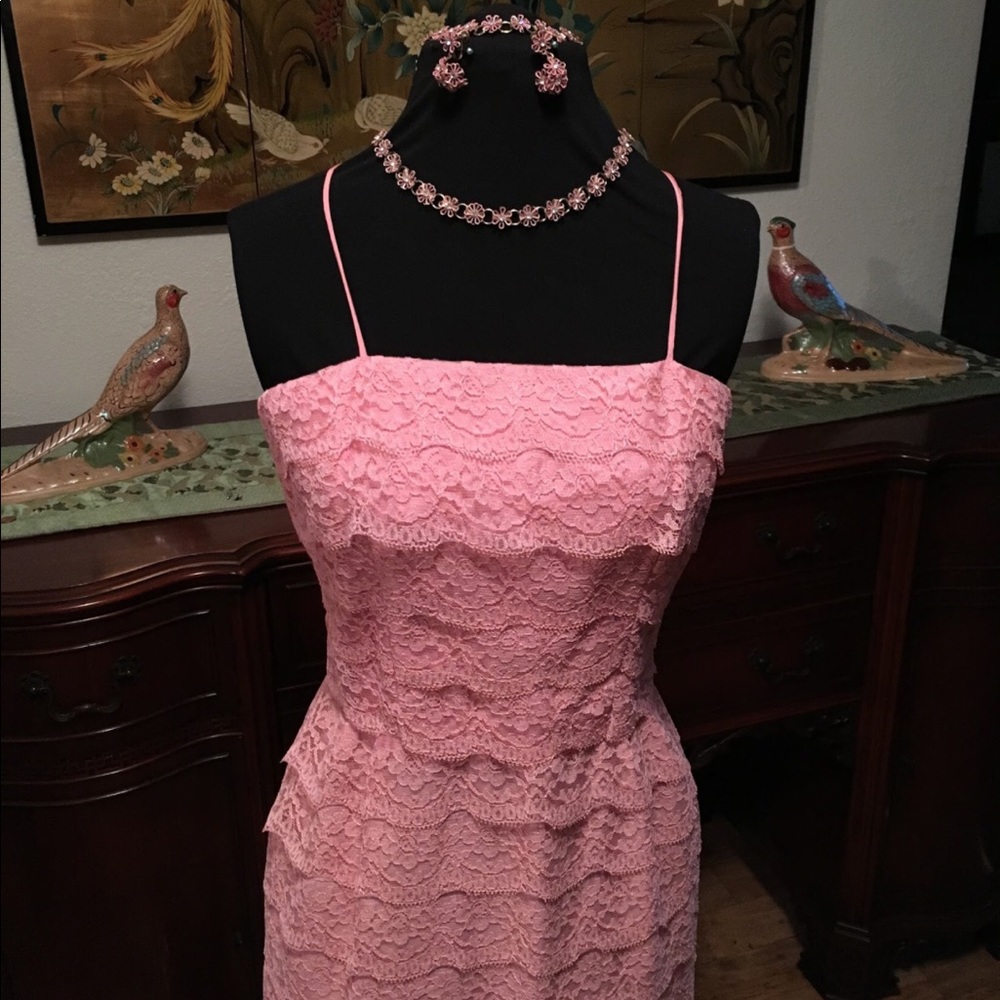 PINK Chantilly Lace Wiggle dress